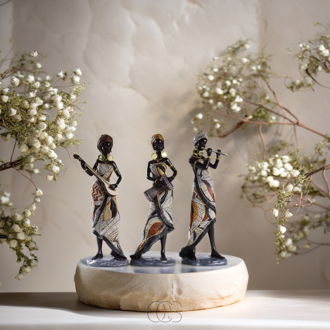 Cleroa - African Musicians Statue Set - Decorative Sculptures