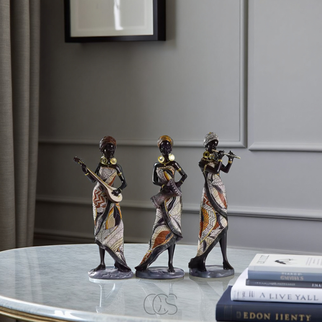 Cleroa - African Musicians Statue Set - Decorative Sculptures