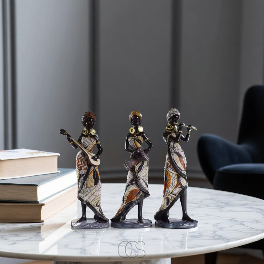Cleroa - African Musicians Statue Set - Decorative Sculptures
