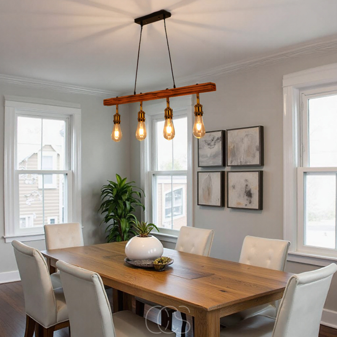 Cleroa - Ceiling lamp 4 lights - multi-light ceiling lamp wood & metal