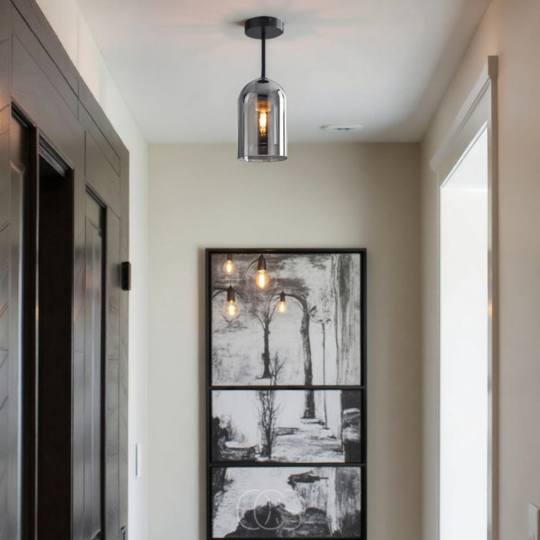 Cleroa - Lampe de plafond vintage en verre LED