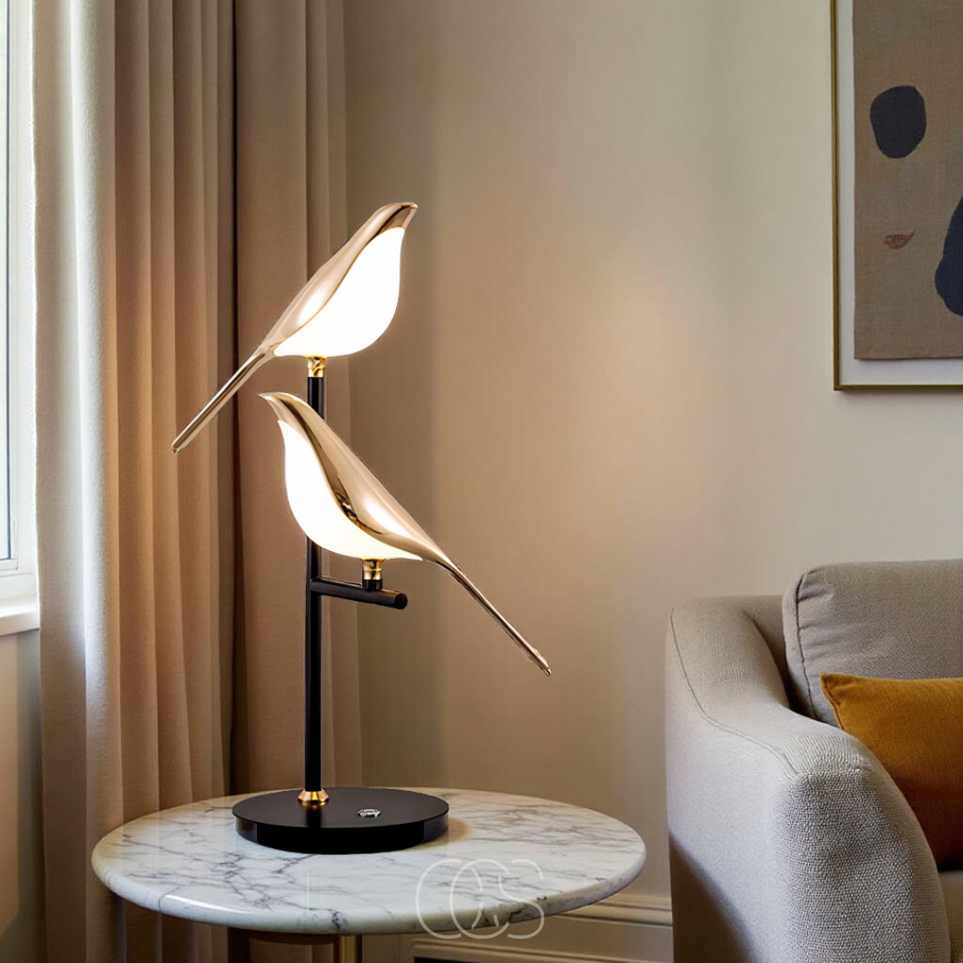 Cleroa - LED Table Lamp with Golden Bird – Warm Atmospheric Light