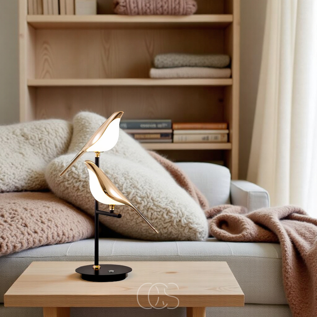 Cleroa - LED Table Lamp with Golden Bird – Warm Atmospheric Light