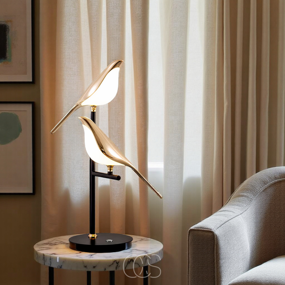 Cleroa - LED Table Lamp with Golden Bird – Warm Atmospheric Light