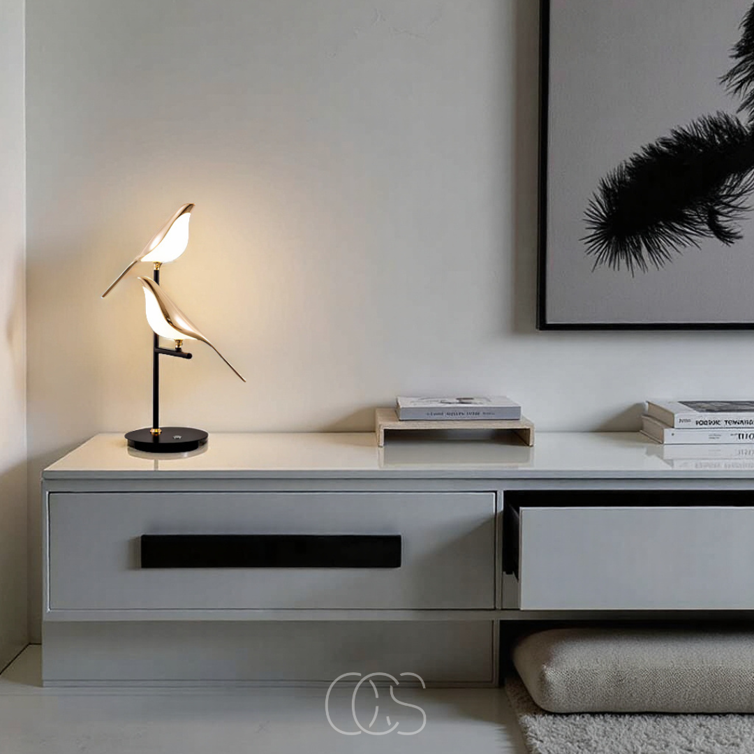 Cleroa - LED Table Lamp with Golden Bird – Warm Atmospheric Light