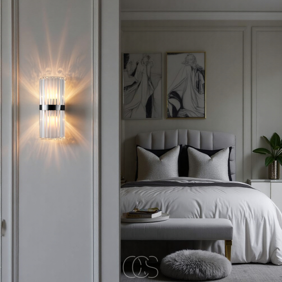 Cleroa - Lampe murale de luxe en cristal - Acier inoxydable et cristal