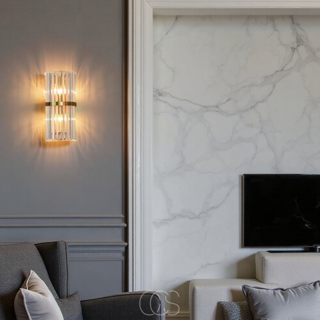 Cleroa - Lampe murale de luxe en cristal - Acier inoxydable et cristal