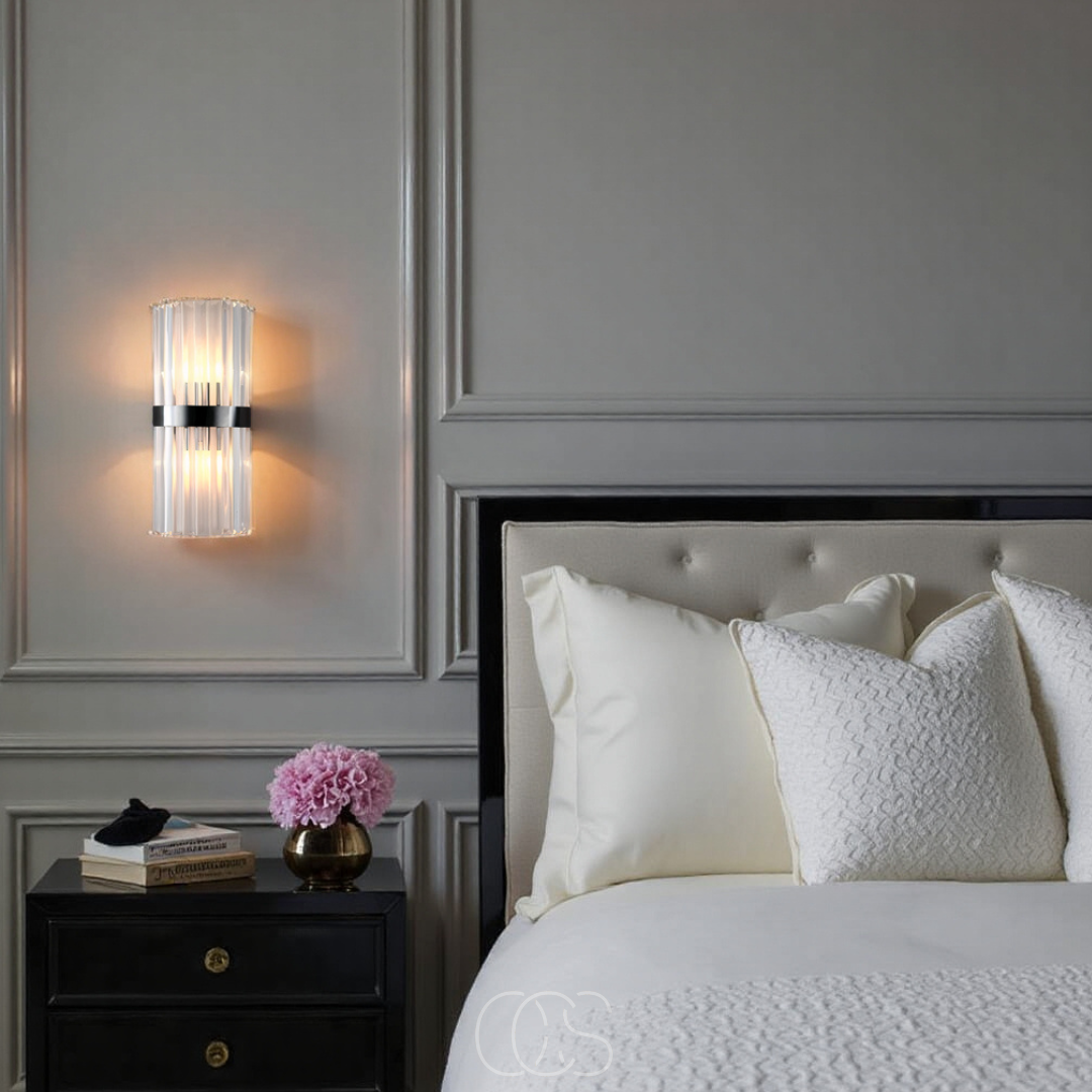 Cleroa - Lampe murale de luxe en cristal - Acier inoxydable et cristal