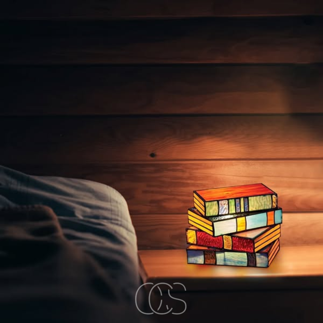 Cleroa - Mosaic Book Lamp - Wireless Tiffany Table Lamp