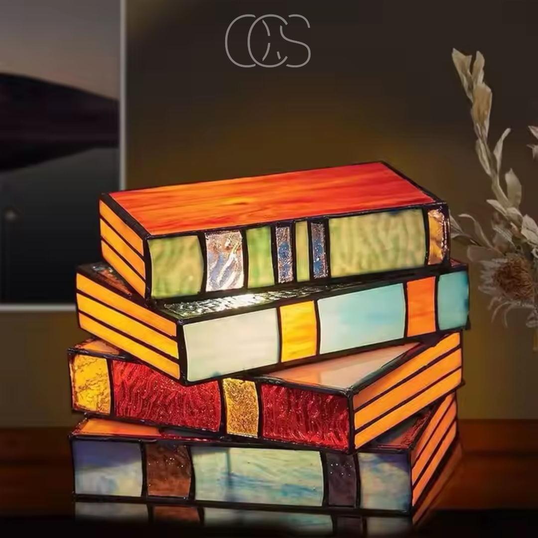 Cleroa - Mosaic Book Lamp - Wireless Tiffany Table Lamp