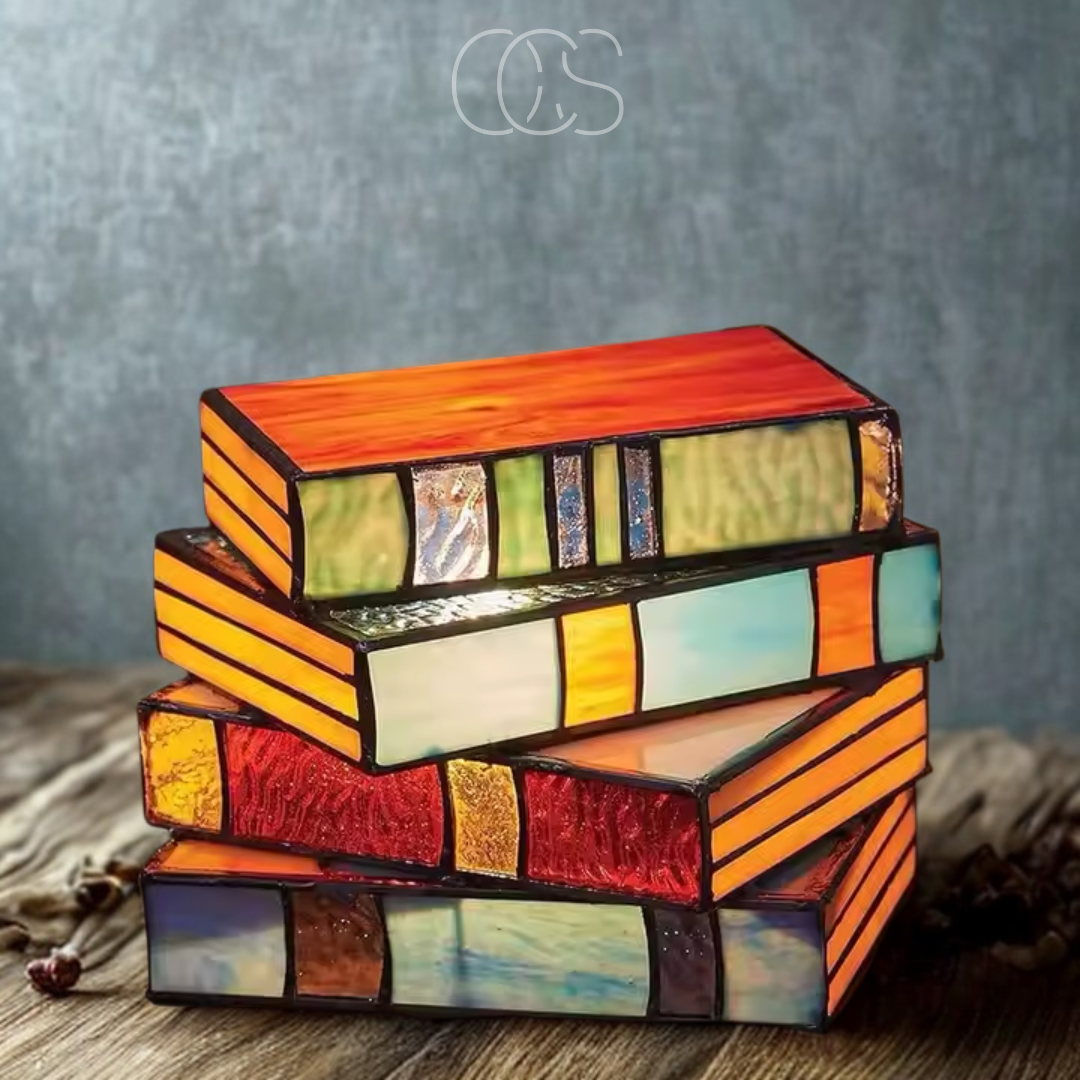 Cleroa - Mosaic Book Lamp - Wireless Tiffany Table Lamp