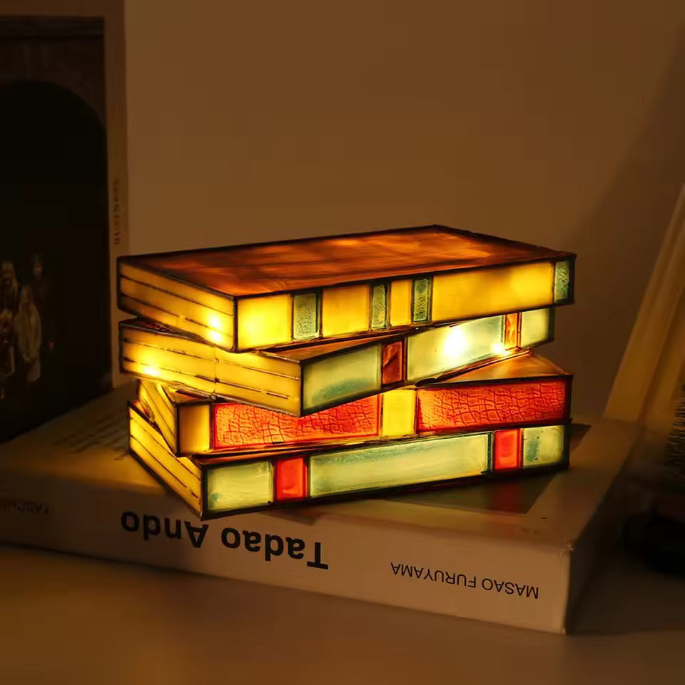 Cleroa - Mosaic Book Lamp - Wireless Tiffany Table Lamp