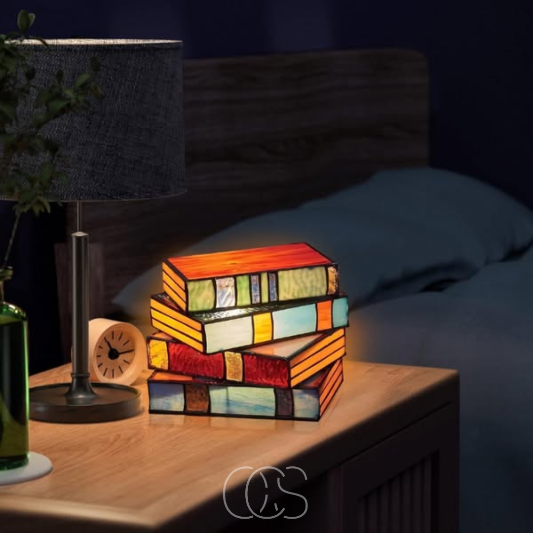 Cleroa - Mosaic Book Lamp - Wireless Tiffany Table Lamp