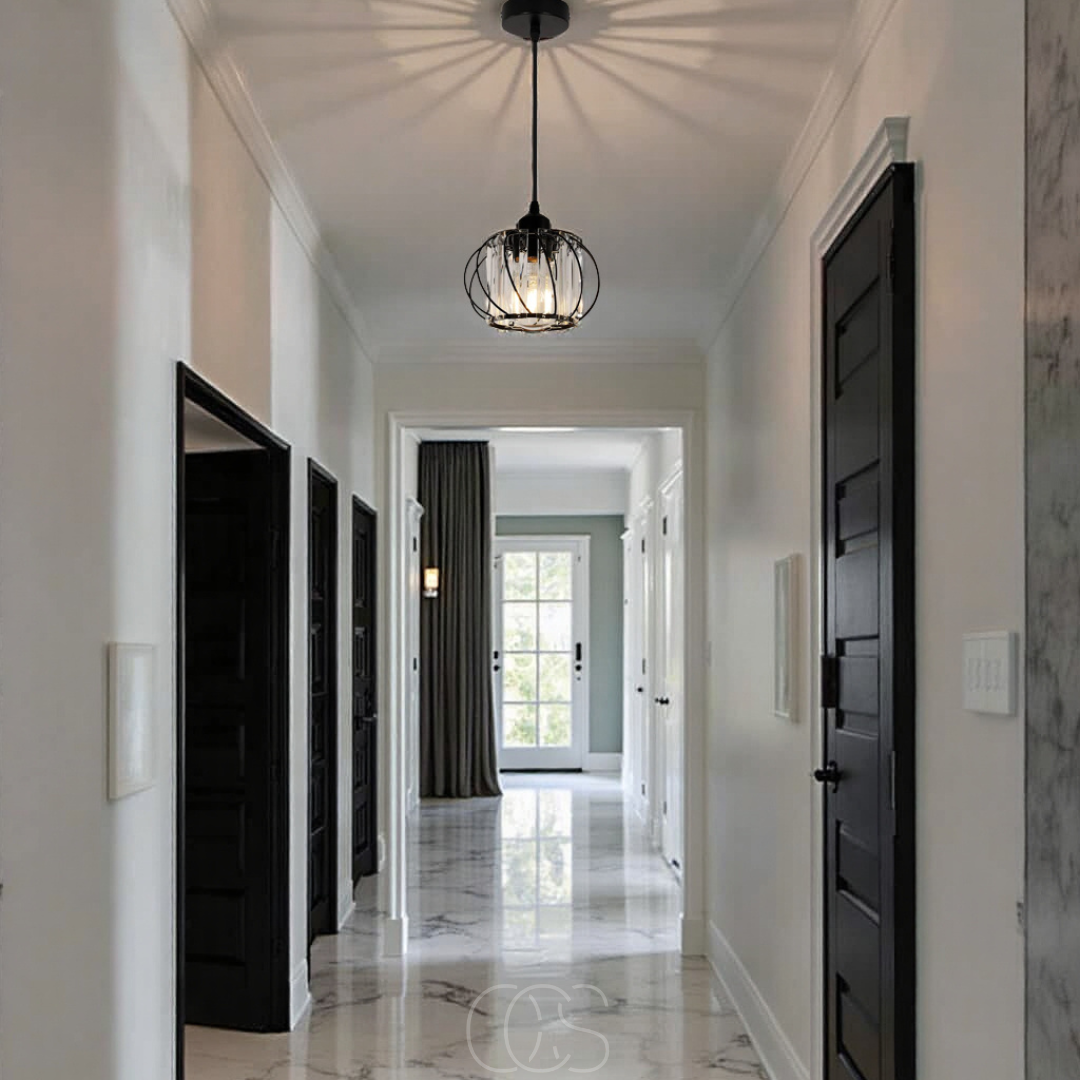 Cleroa - Nordic Pendant Lamp with Spherical Glass - Black Design