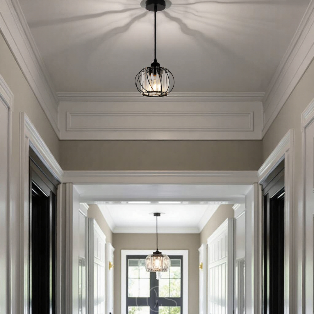 Cleroa - Nordic Pendant Lamp with Spherical Glass - Black Design