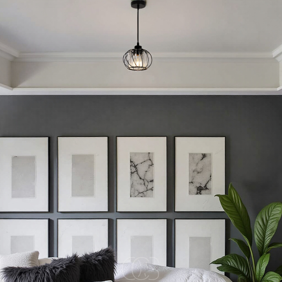 Cleroa - Nordic Pendant Lamp with Spherical Glass - Black Design