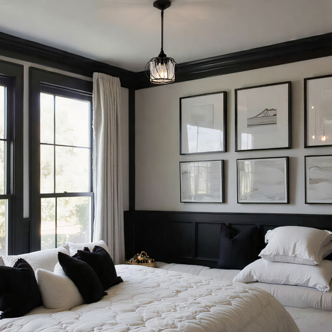 Cleroa - Nordic Pendant Lamp with Spherical Glass - Black Design