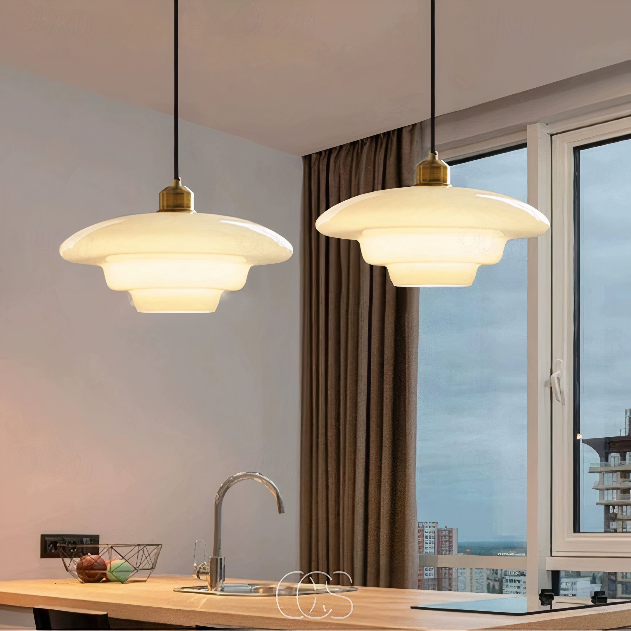 Cleroa - Perle pendant lamp - Brass & Glass