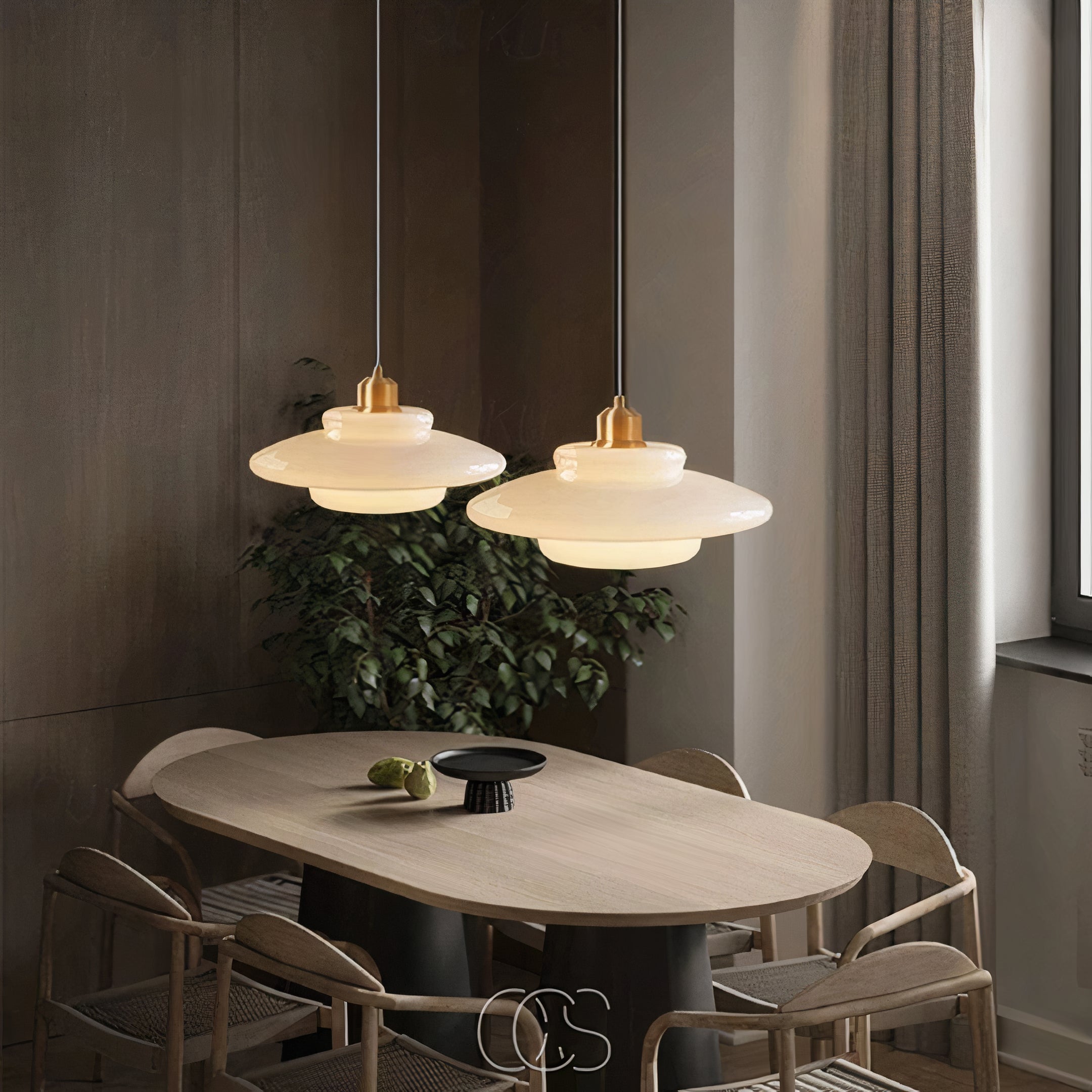 Cleroa - Perle pendant lamp - Brass & Glass