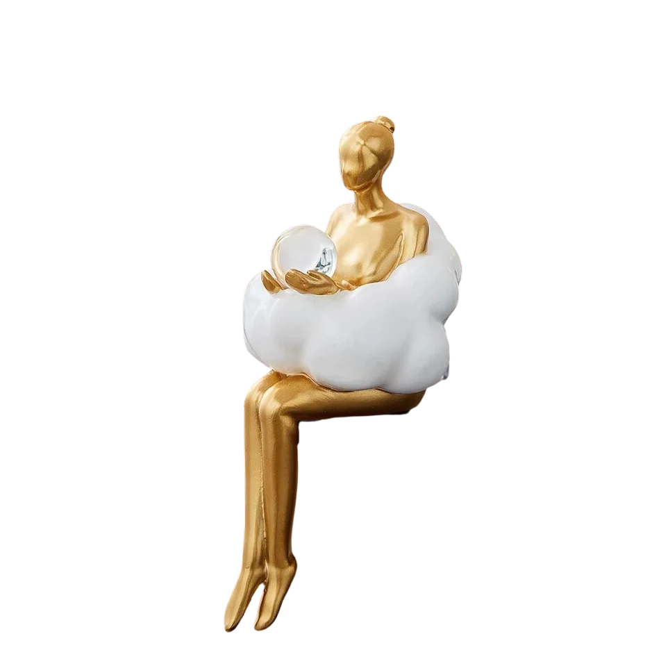 Cleroa - Reading Woman on Cloud Sculpture - Resin Art Object