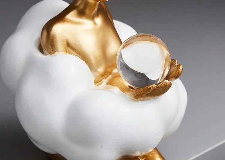 Cleroa - Reading Woman on Cloud Sculpture - Resin Art Object