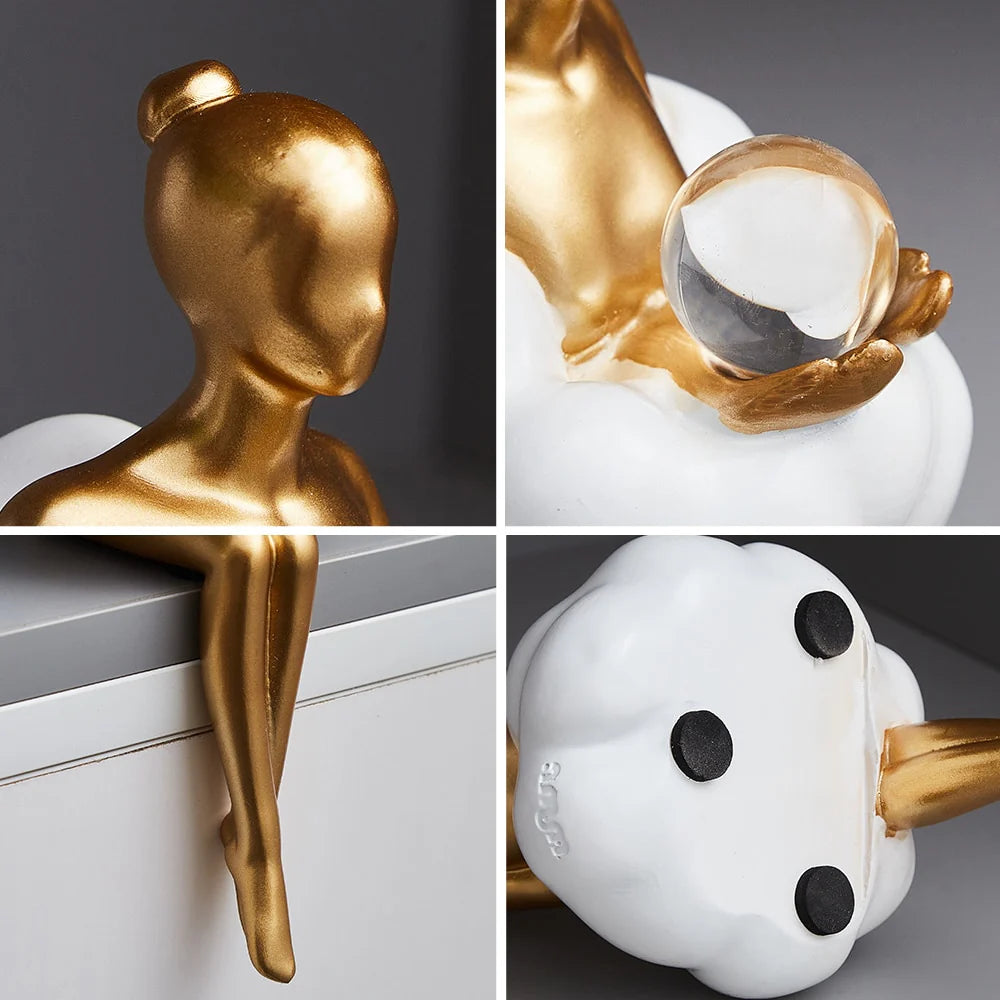 Cleroa - Reading Woman on Cloud Sculpture - Resin Art Object