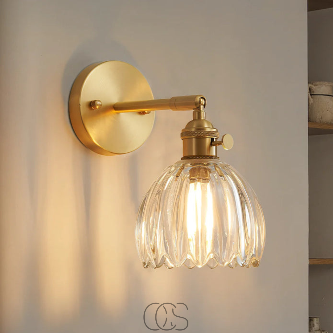 Cleroa - Retro Wall Lamp with Glass Tulip Shade