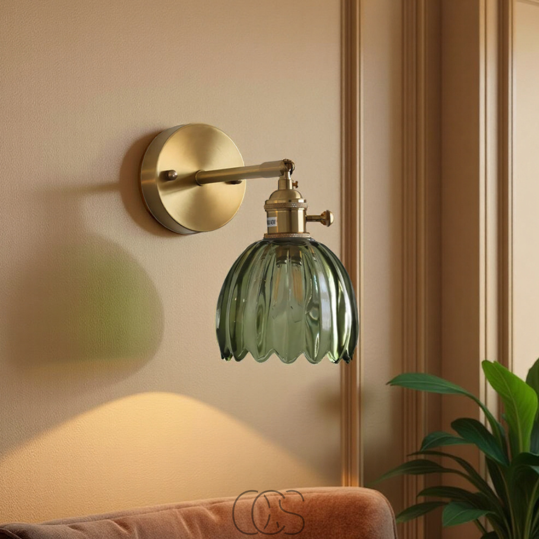 Cleroa - Retro Wall Lamp with Glass Tulip Shade