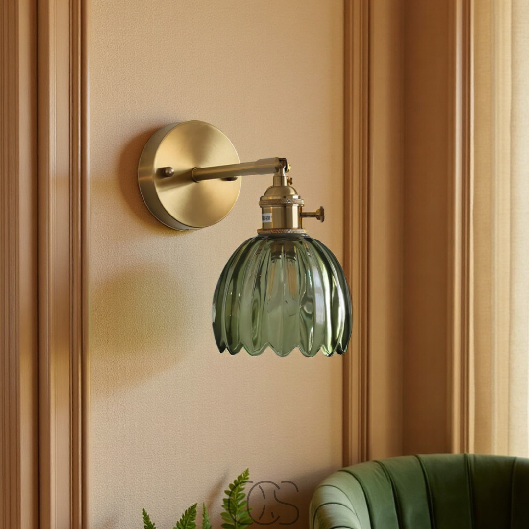 Cleroa - Retro Wall Lamp with Glass Tulip Shade