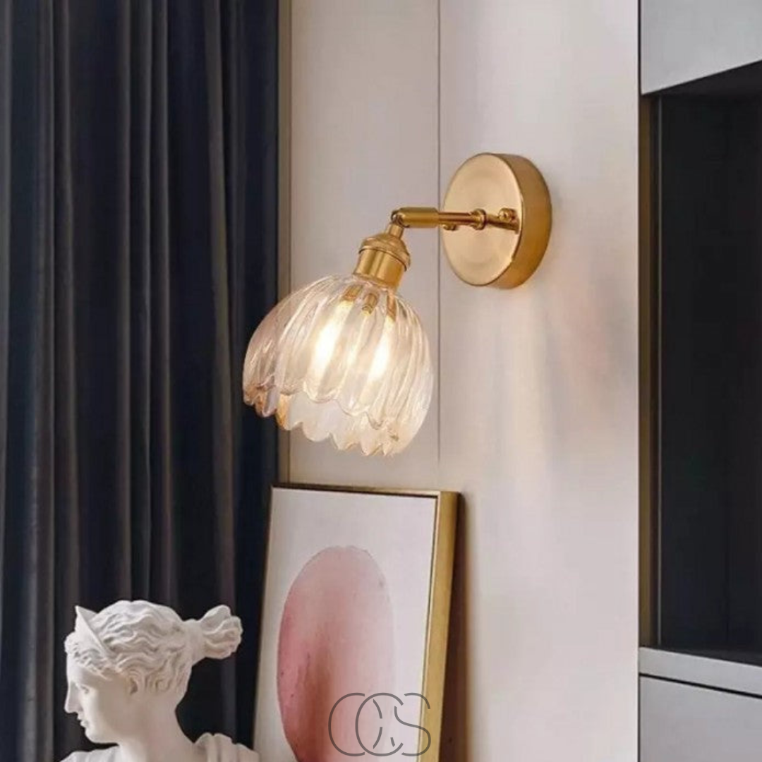 Cleroa - Retro Wall Lamp with Glass Tulip Shade