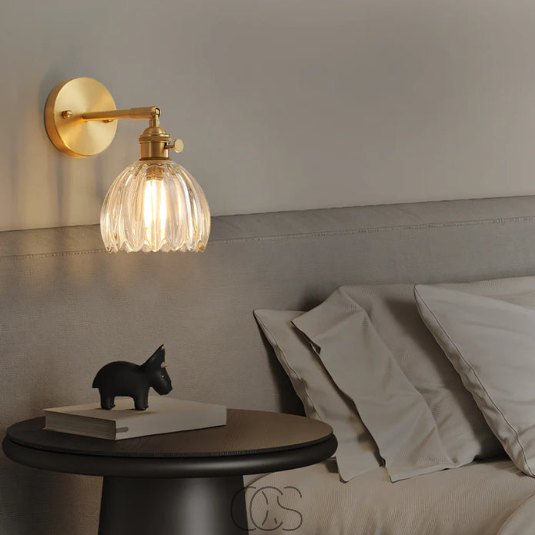 Cleroa - Retro Wall Lamp with Glass Tulip Shade