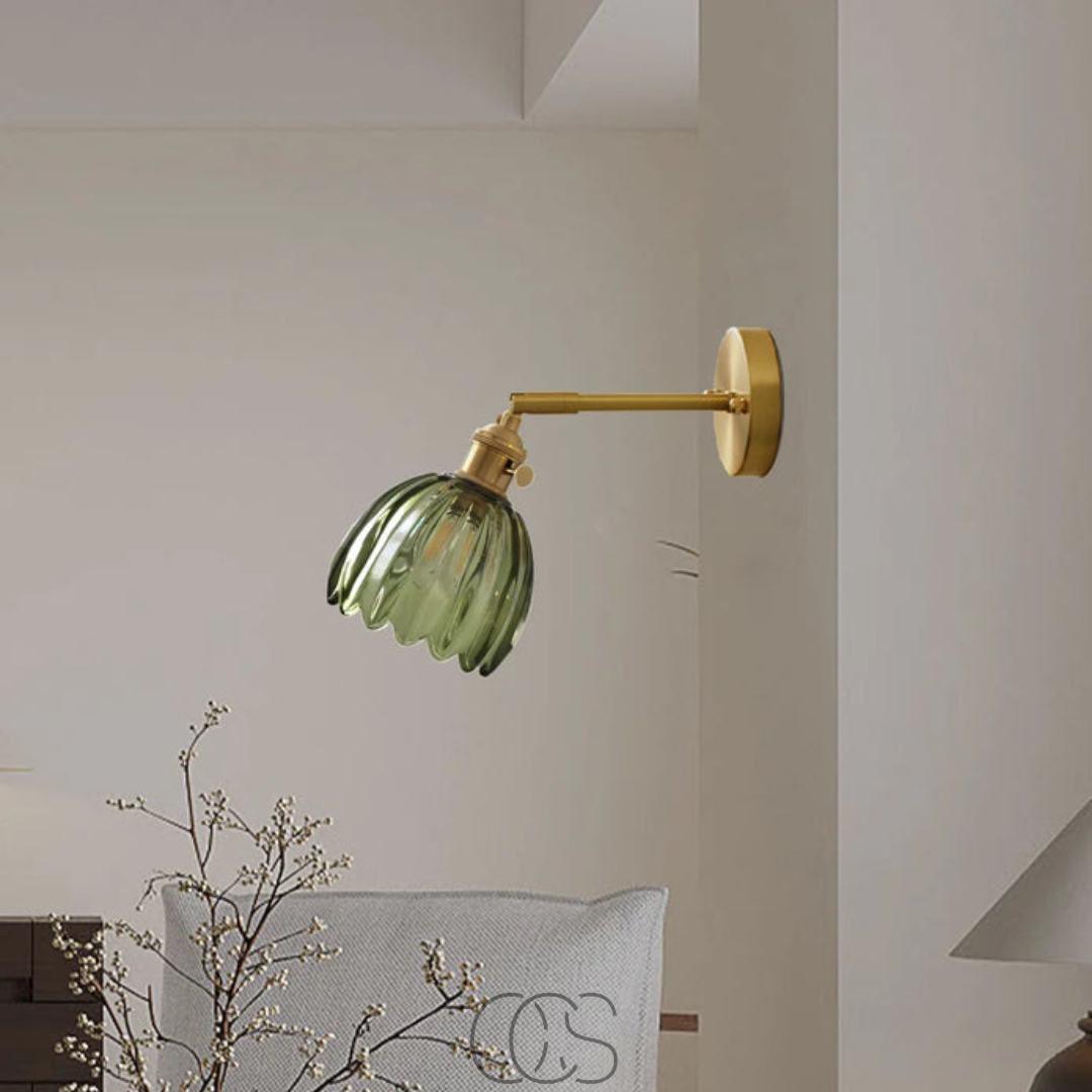 Cleroa - Retro Wall Lamp with Glass Tulip Shade