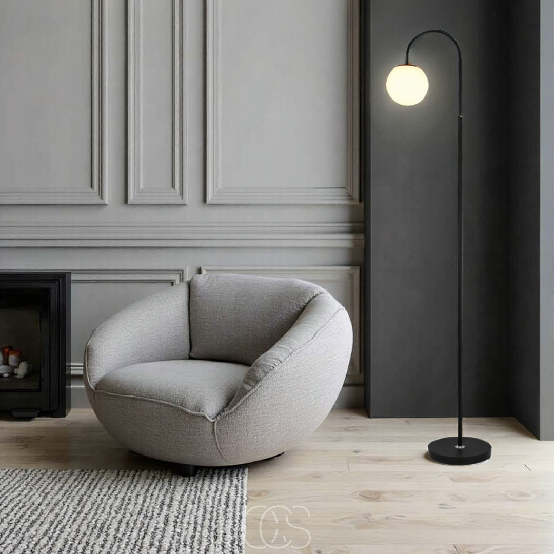 Cleroa - Standing lamp with globe - Metal & Glass floor lamp