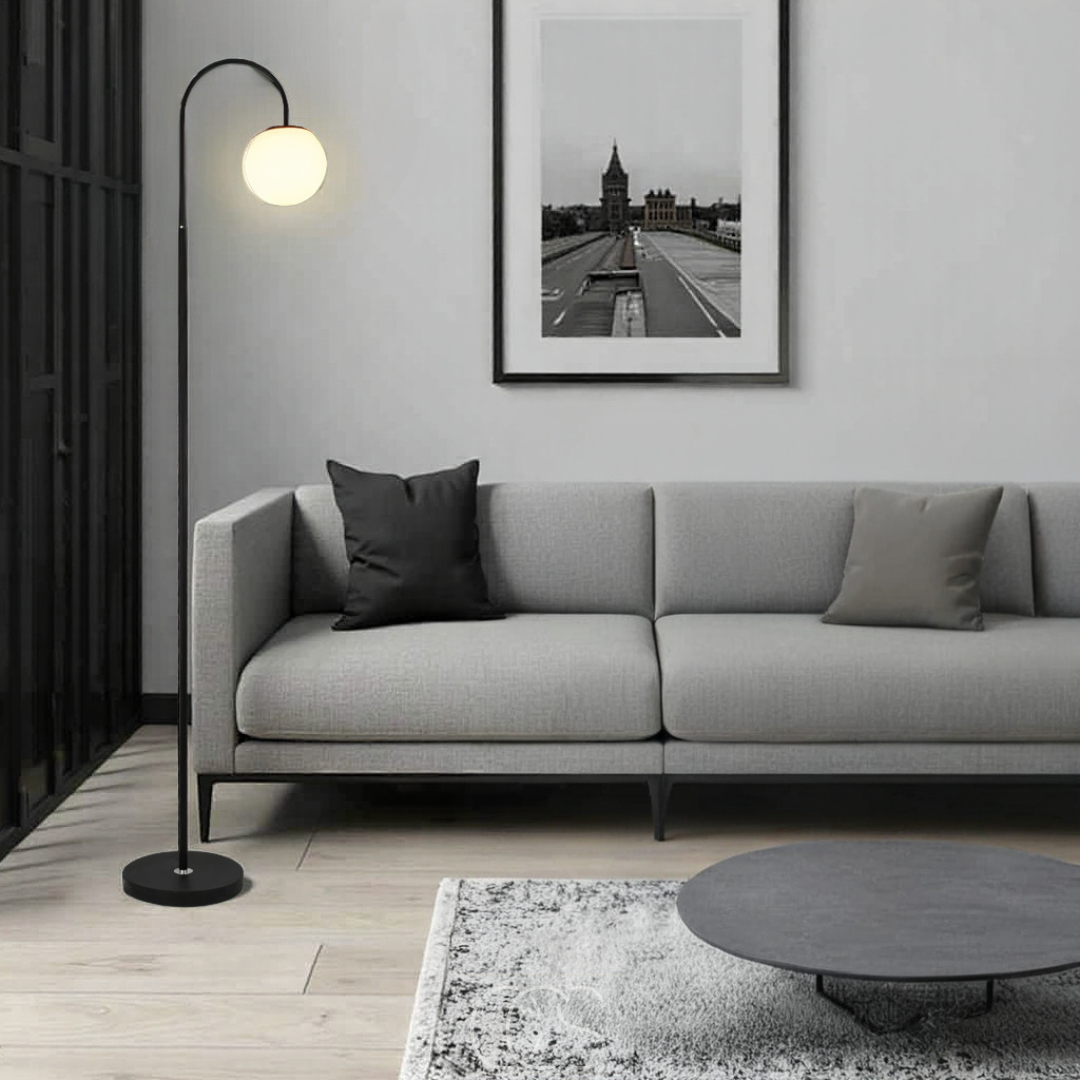Cleroa - Standing lamp with globe - Metal & Glass floor lamp