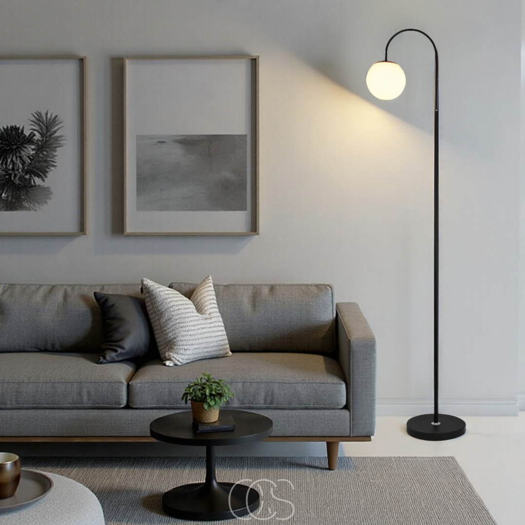 Cleroa - Standing lamp with globe - Metal & Glass floor lamp
