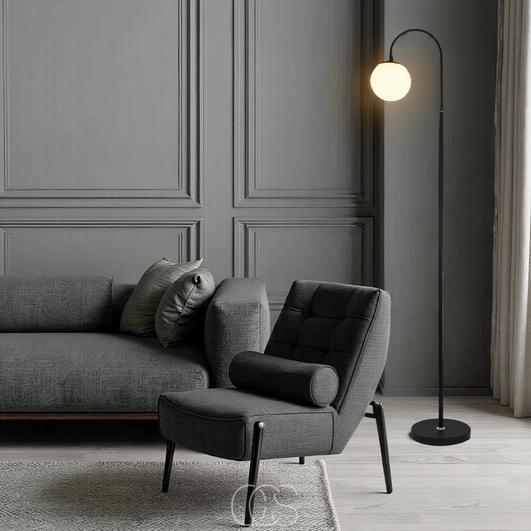 Cleroa - Standing lamp with globe - Metal & Glass floor lamp