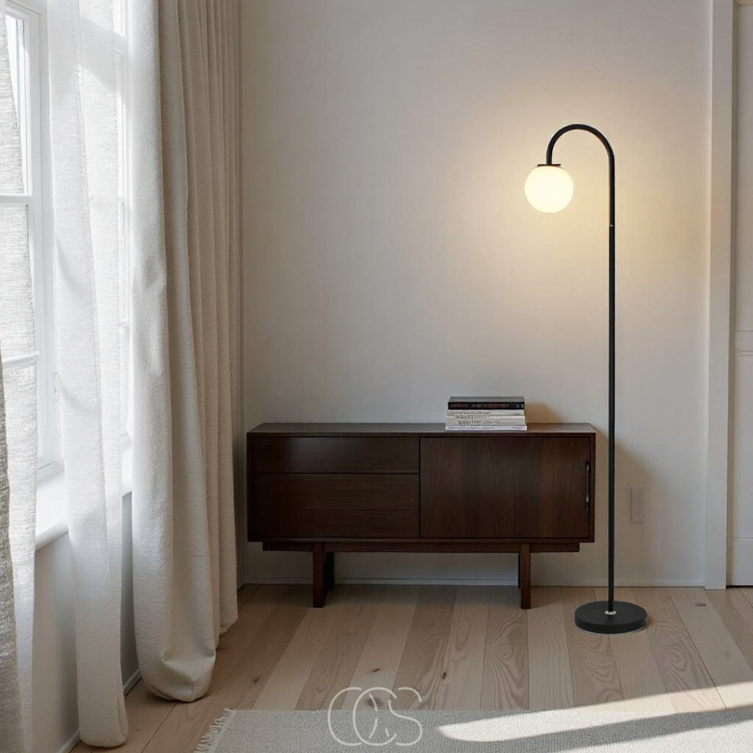Cleroa - Standing lamp with globe - Metal & Glass floor lamp