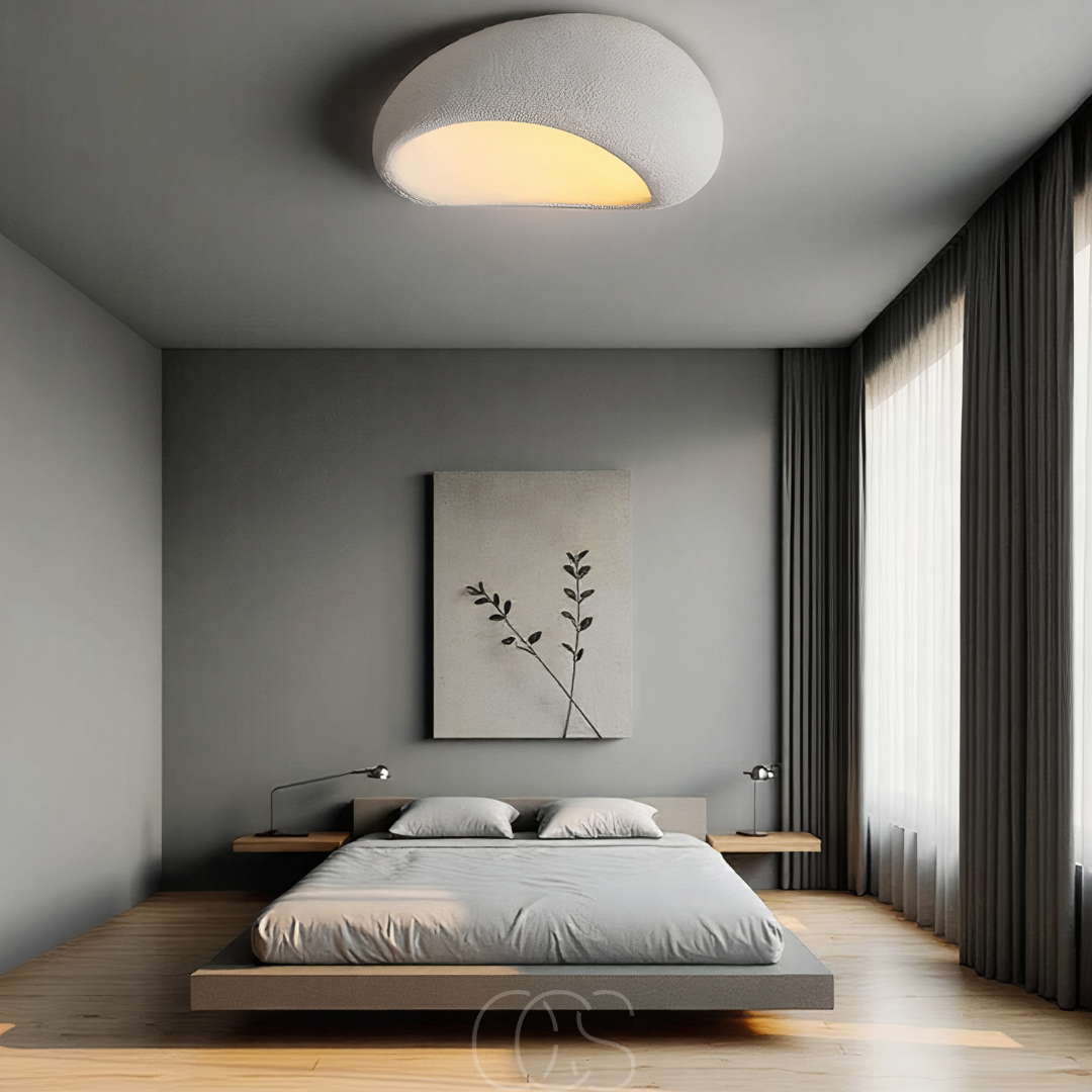 Cleroa - Wabi-Sabi Fabric Ceiling Lamp - Polyform & Resin