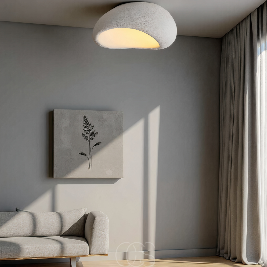 Cleroa - Wabi-Sabi Fabric Ceiling Lamp - Polyform & Resin
