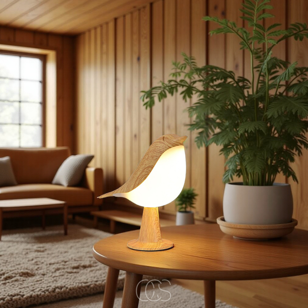 Cleroa - Wooden Bird Lamp - Wireless Table Lamp with Warm Light