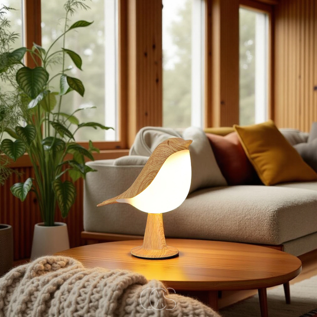 Cleroa - Wooden Bird Lamp - Wireless Table Lamp with Warm Light