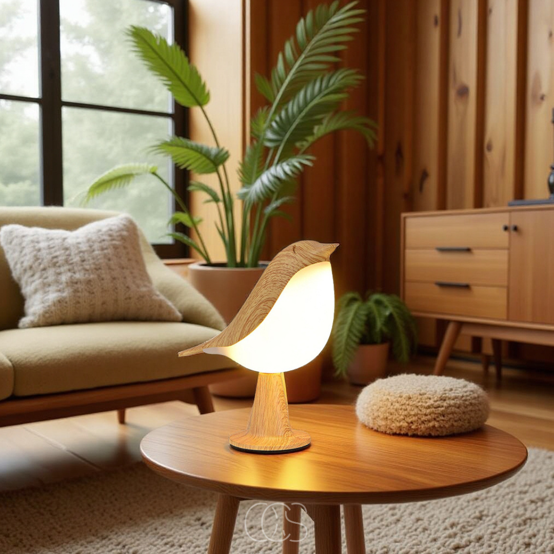 Cleroa - Wooden Bird Lamp - Wireless Table Lamp with Warm Light