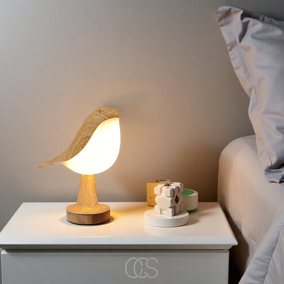 Cleroa - Wooden Bird Lamp - Wireless Table Lamp with Warm Light