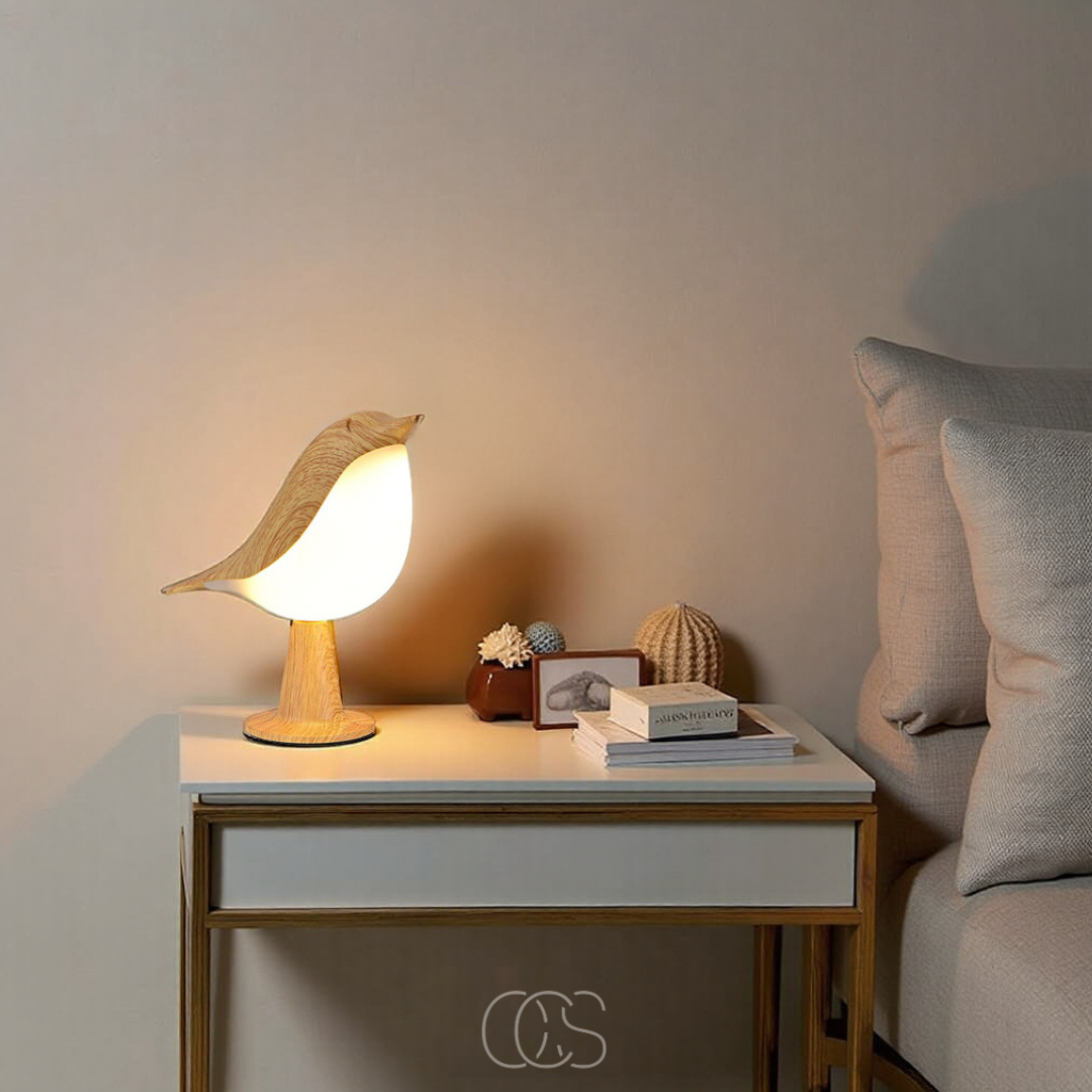 Cleroa - Wooden Bird Lamp - Wireless Table Lamp with Warm Light