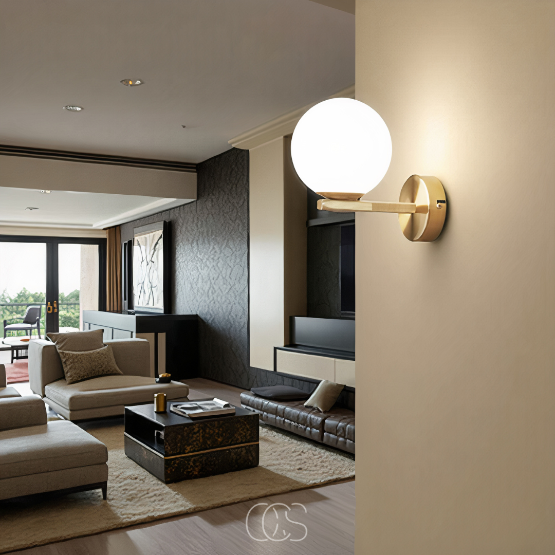 Cleroa - wall lamp with white globe