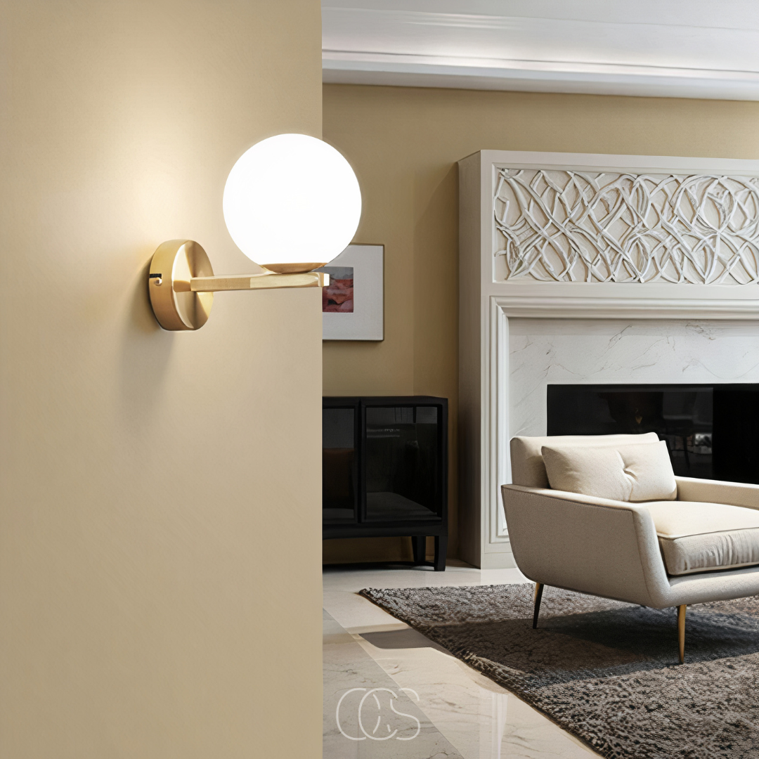 Cleroa - wall lamp with white globe