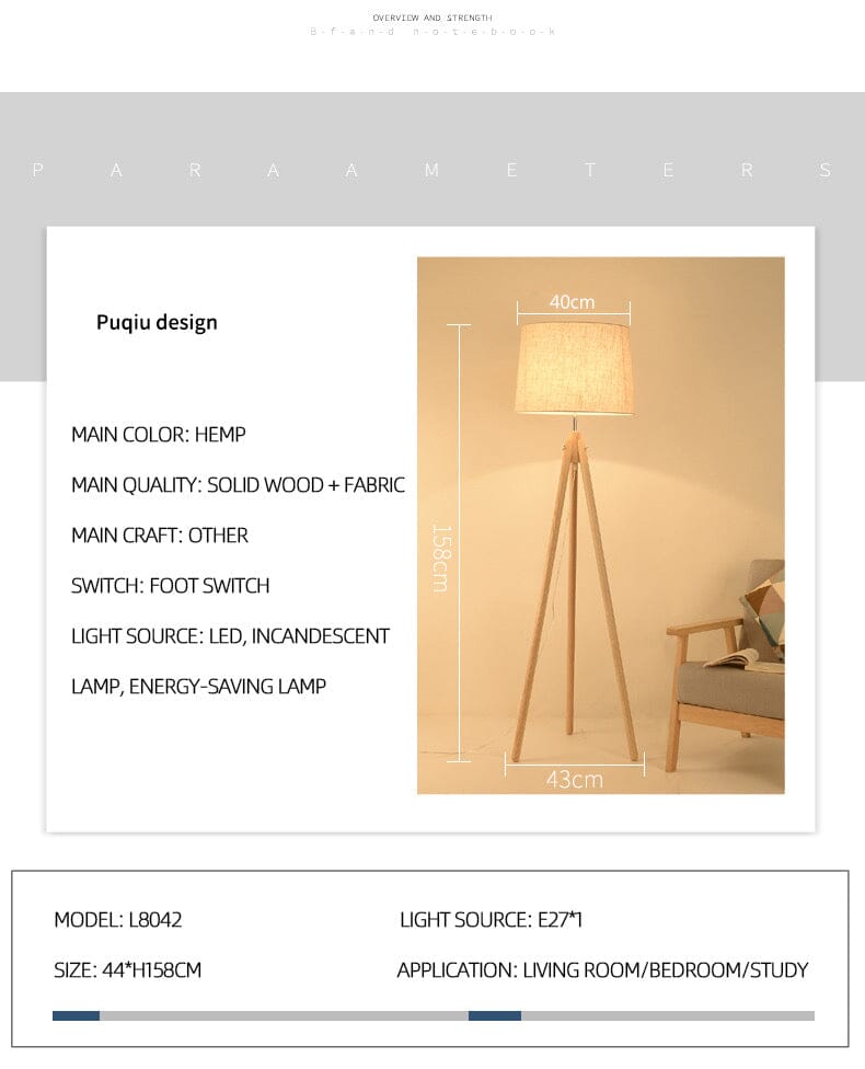 Aveline | Floor Lamp With Wooden Shade