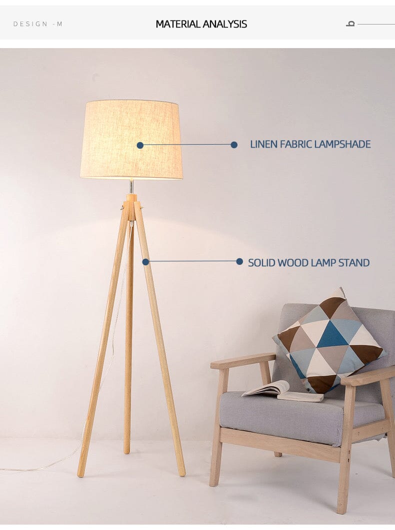 Aveline | Floor Lamp With Wooden Shade