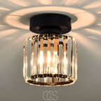 Cleroa - Crystal ceiling lamp - Black Metal & K9 Crystal flush mount