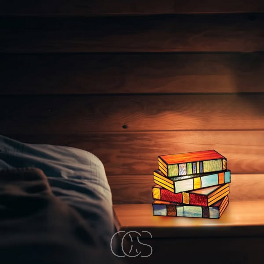 Cleroa - Mosaic Book Lamp - Wireless Tiffany Table Lamp